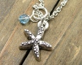 Silver Starfish Necklace - Coastal Wedding Jewelry - Beach Wedding Bridesmaids Jewelry
