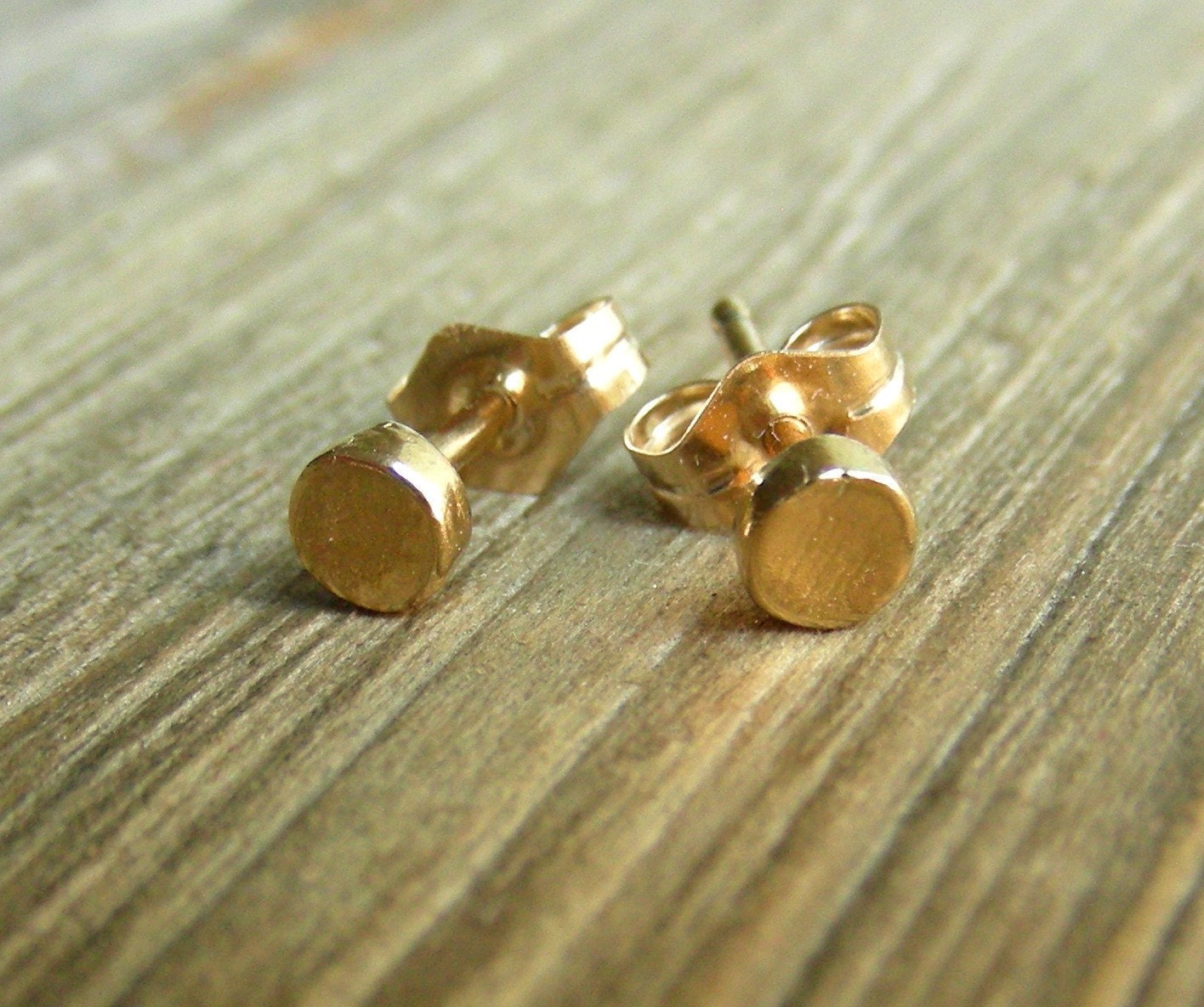 Gold Stud Earrings -- Tiny Dots