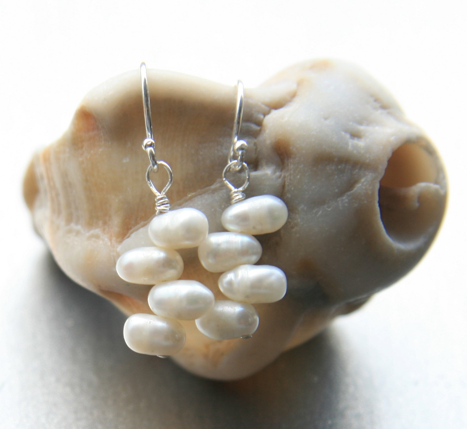 Zig Zag Freshwater Pearl Earrings