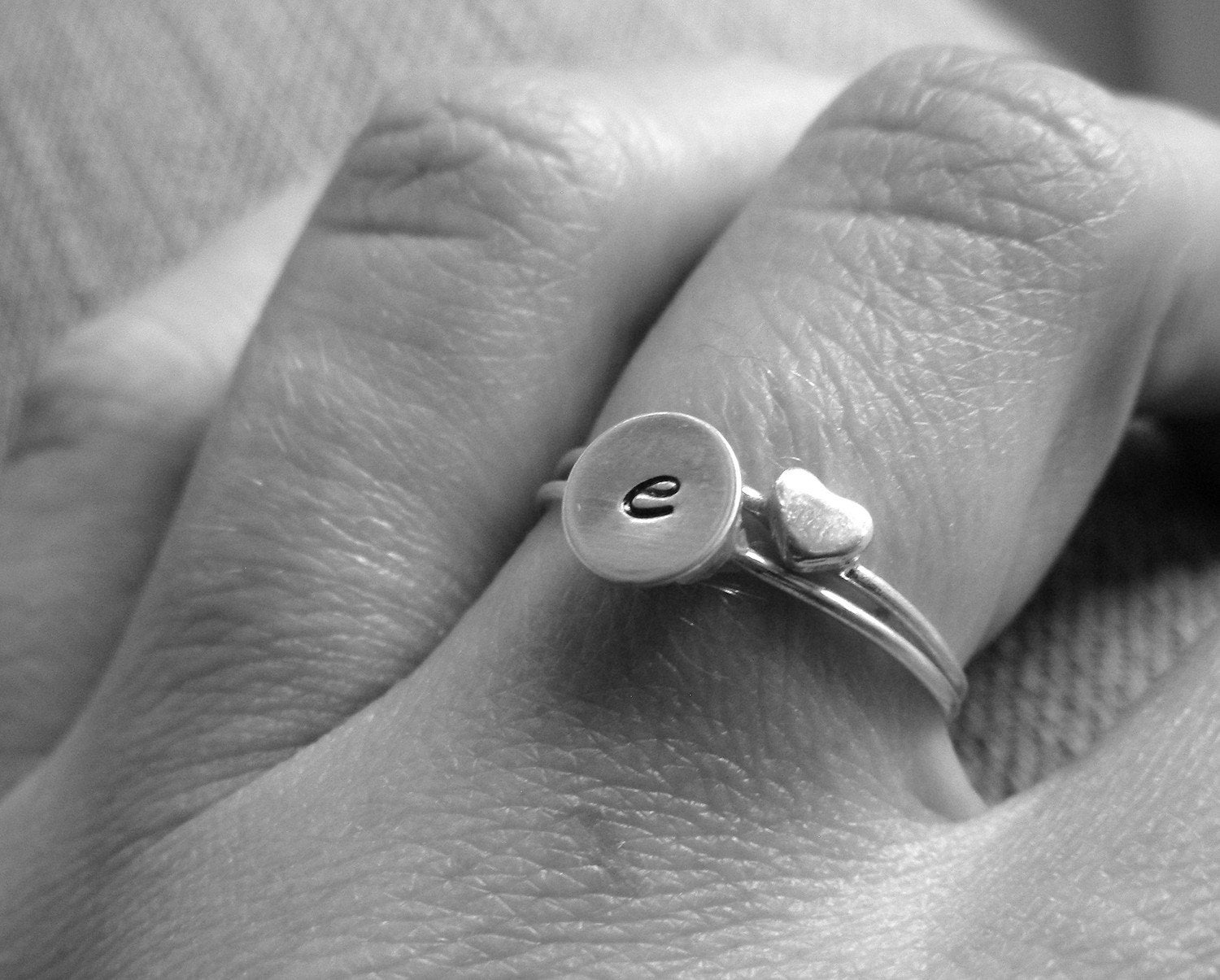 Initial Jewelry - Mother Jewelry - Personalized Jewelry Ring - Typewriter Font Sterling Silver Ring - Free Shipping
