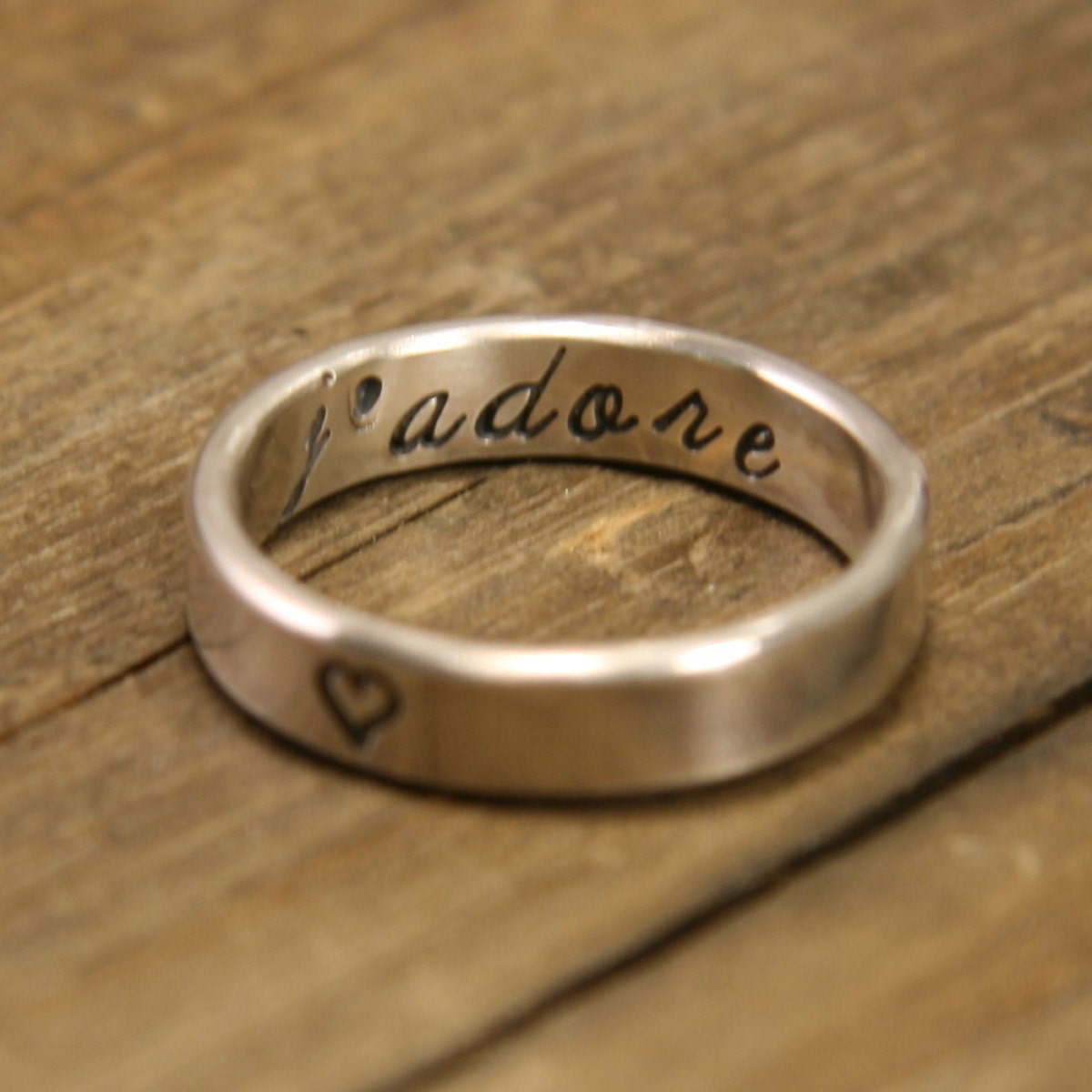 Silver Ring - Recycled Silver J'Adore Secret Message Ring -  I love you Ring