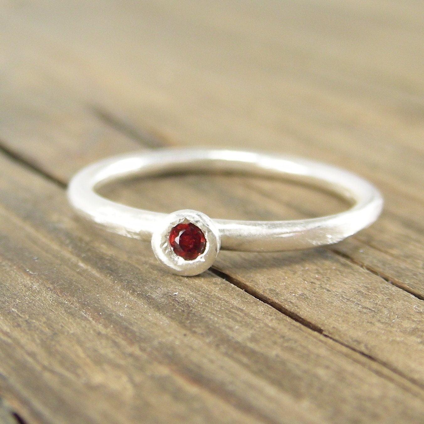 Stacking Rings - Jewelry - Birthstone and Heart Ring  - Valentine Ring - Silver Ring
