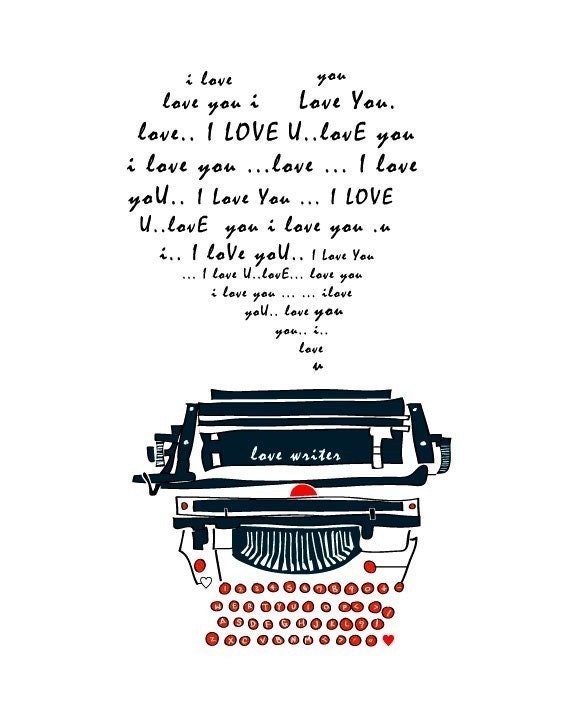 Classic Typewriter Print / Navy Red