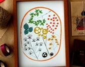Florists Print / Flower illustration / Orange Yellow Wedding Birthday Anniversary GIft Children Kids poster