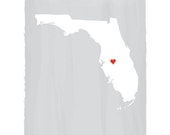 FLORIDA MAP - LIght Grey - Personalized Custom Color Watercolor Style Love State Map Wedding Birthday Anniversary GIft Children Kids poster