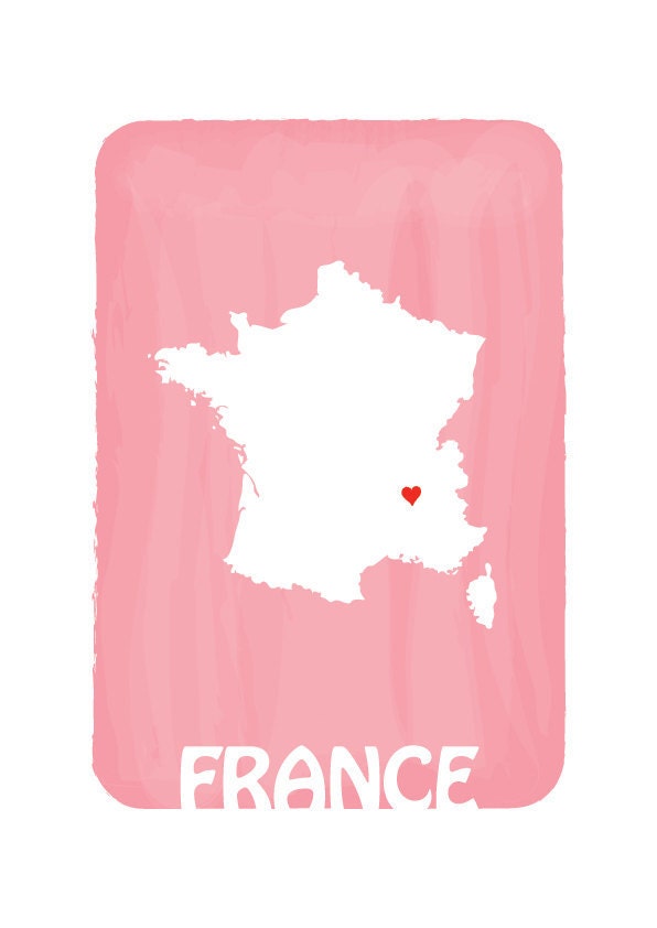 France Map - Soft Pink - Personalized Custom Color Watercolor Style Love Map Wedding Birthday Anniversary GIft Children Kids poster