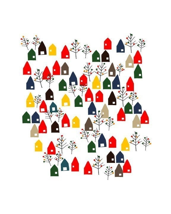 A little Lovely Town Print / Colorful