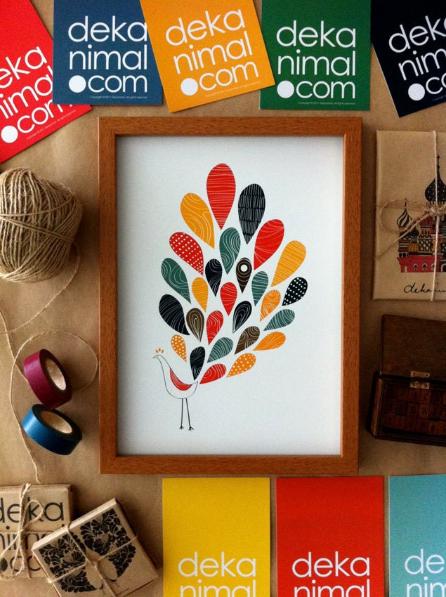 A Little Peacock Print / Red