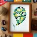 A Little flower Peacock Print Bird illustration Navy Green Flower Pattern Wedding gift Birthday Anniversary Home Wall decor kids art