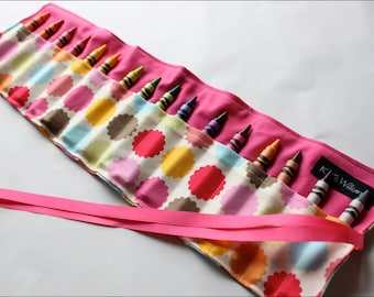 Flower Dot Crayon Roll Organizer-16 Crayola Crayons Included-Great Gift or Stocking Suffer or Party Favor