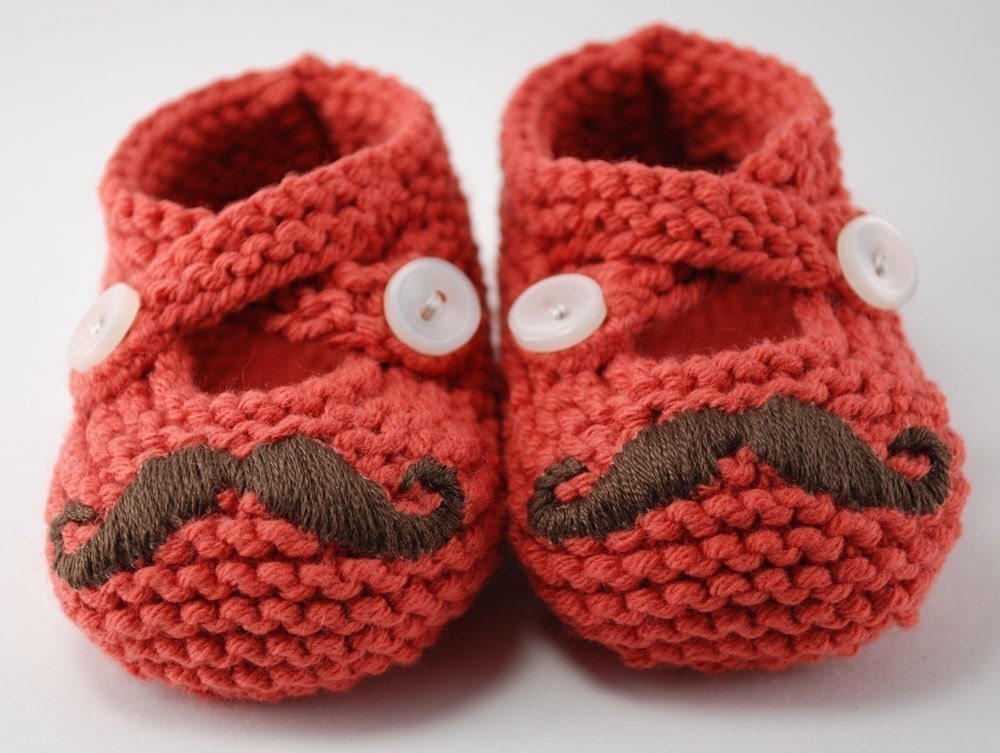Mr. Mustache Red Baby Booties