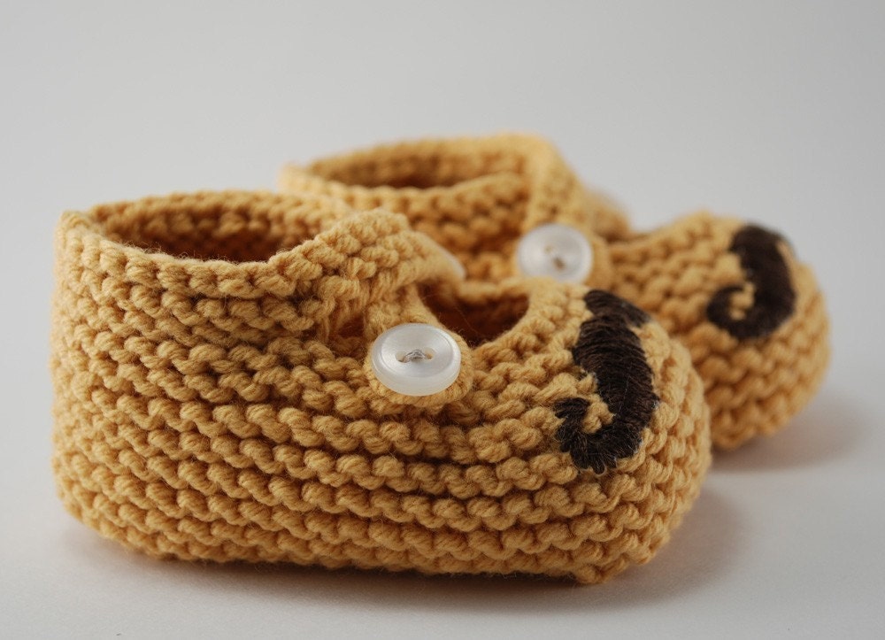Mr. Mustache Yellow Baby Booties