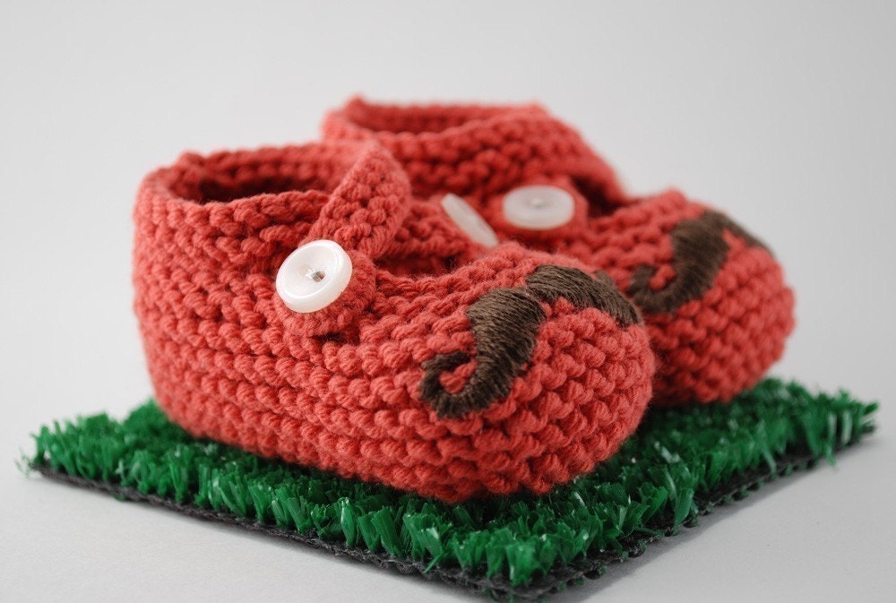Mr. Mustache Red Baby Booties