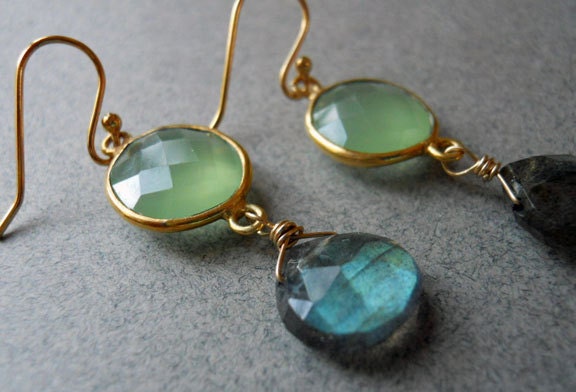 Stop and Stare Chalcedony and Labradorite Earrings