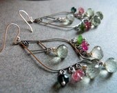 In Bloom Chandelier Earrings with green amethysts and tourmaline