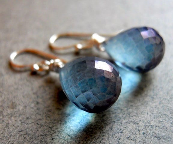Good Jeans Earrings tanzanite blue quartz teardrops - $41.00 USD