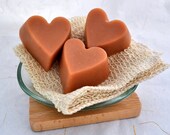 Organic Goat Milk Soap, 3 Heart Shaped Rose Geranium Cold Process Soaps