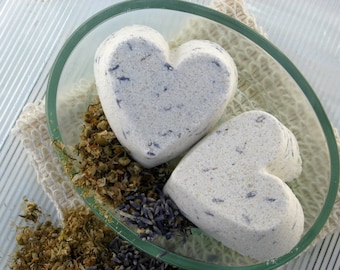 Heart Shaped Bath Bombs Lavender and Chamomile