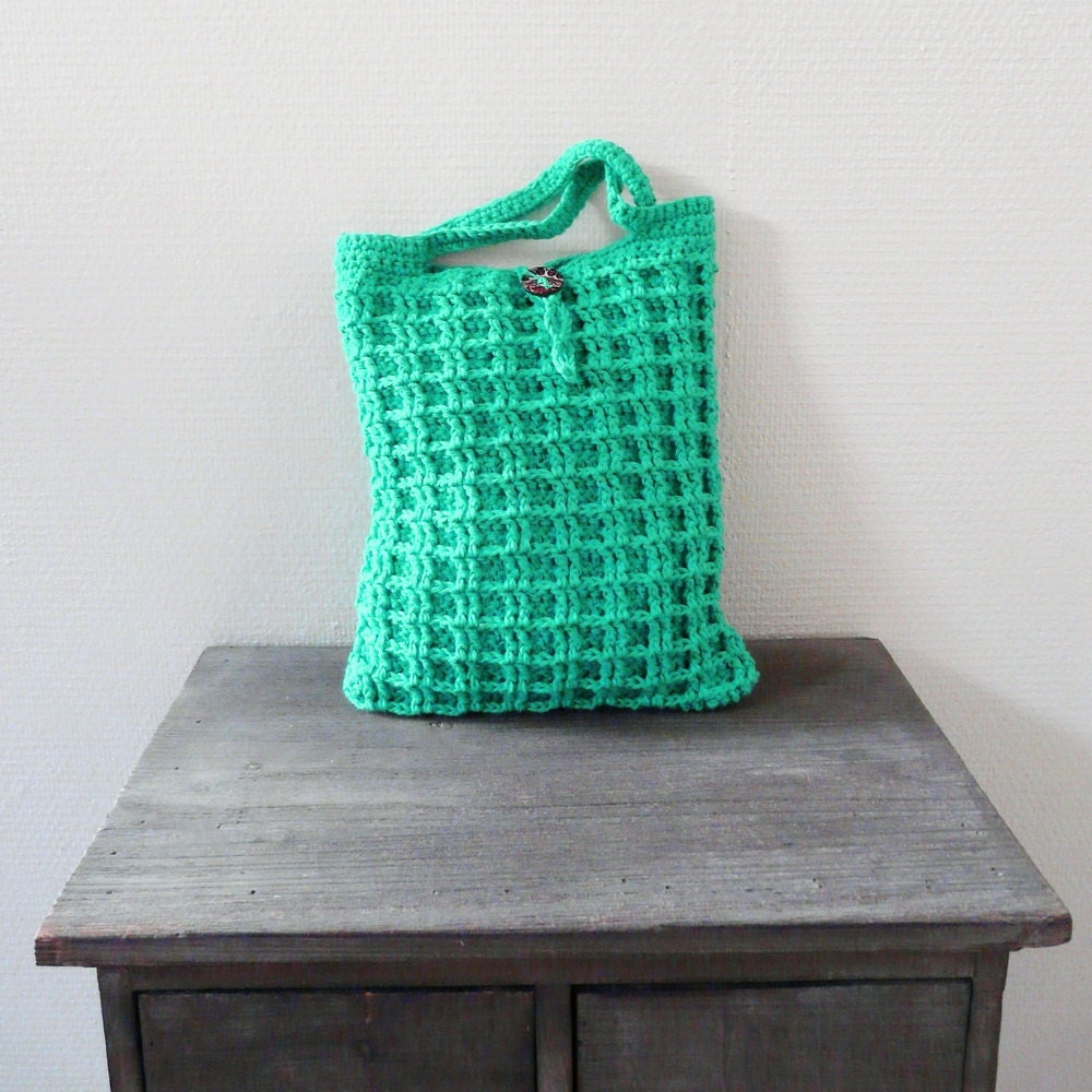 Handbag Purse Crochet Wafer Style in Emerald Green - MADE TO ORDER