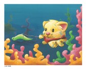 Octopussi - Cute Octopus and Cat Hybrid Animal 8x10 Print by Geri Shields