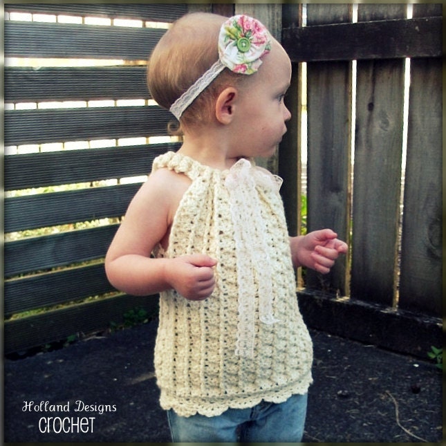 Download Now - CROCHET PATTERN Drawstring Halter Top or Pullover - Sizes 0-12 Years - Pattern PDF