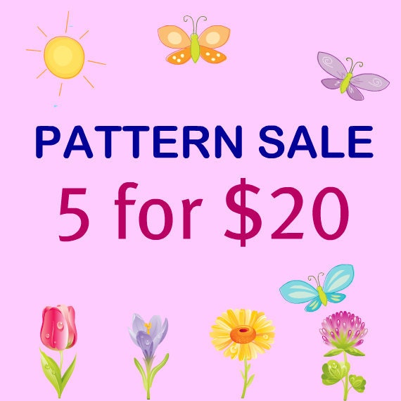 PATTERN SALE - Pick any 5 PDF crochet patterns for one low price