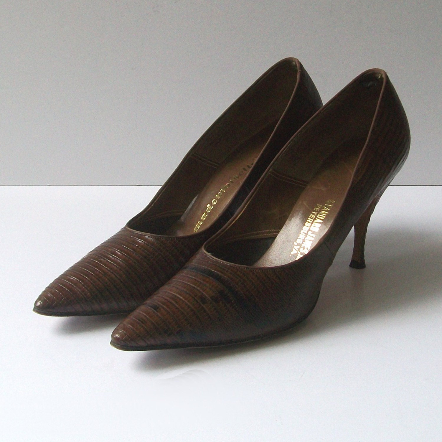 1950s shoes / vintage 50s high heels / 8.5 / Sexy Lizard High Heel Stilettos