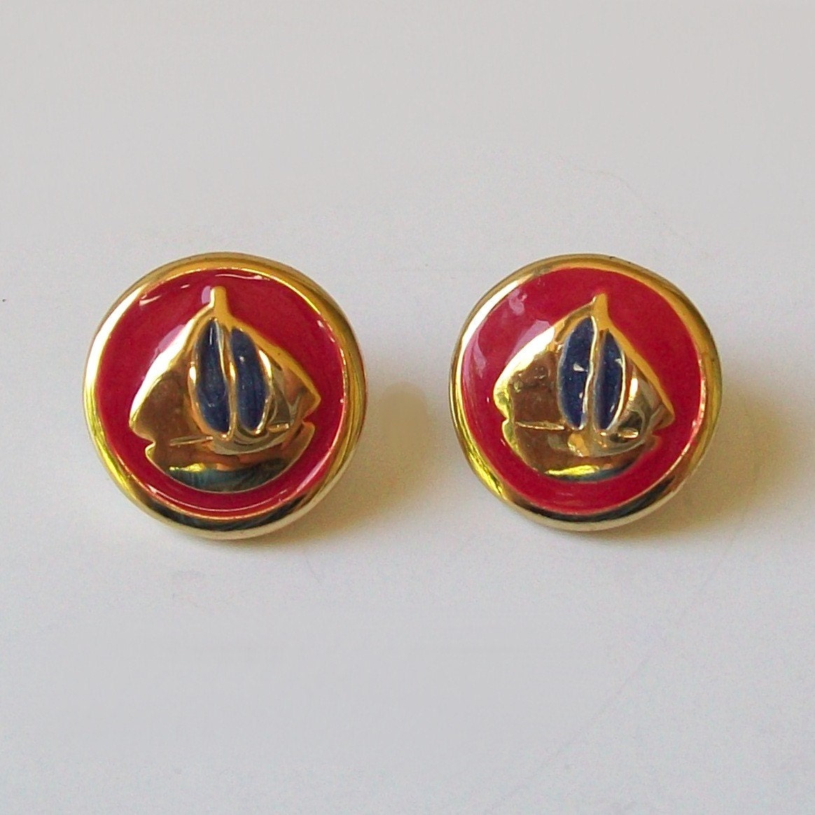 1960s boat earrings / 60s nautical earrings / Sailboat Earrings