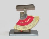1960s mail meter / 60s office / mid-century / Mail Meter in Red and Silver