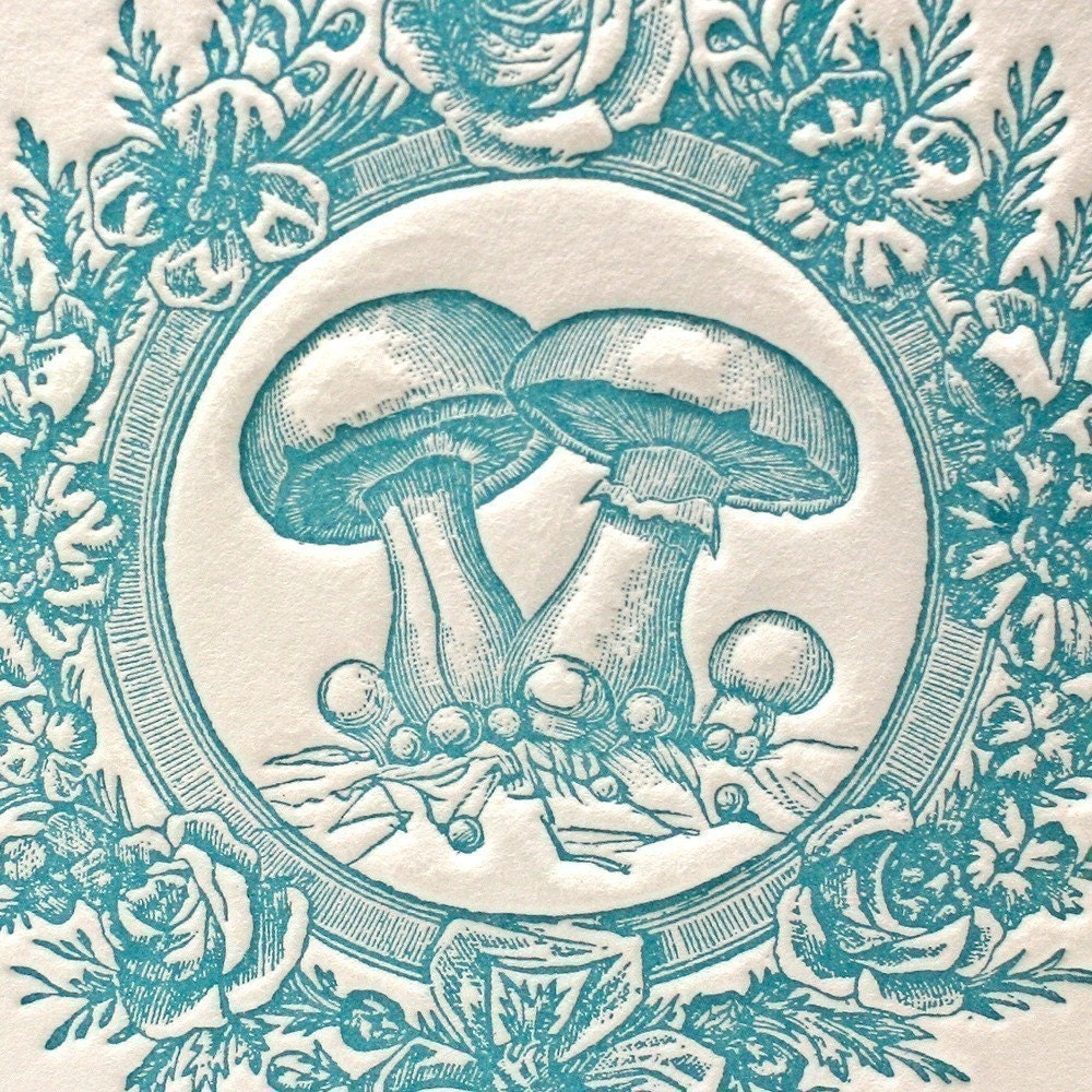 Vintage Mushroom in Blue