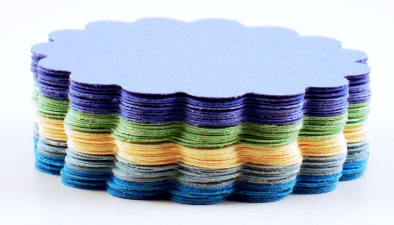 Scalloped Paper Circles Die Cuts in  Sea Side