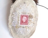 SALE Juliana, fiber art pin, bead embroidery