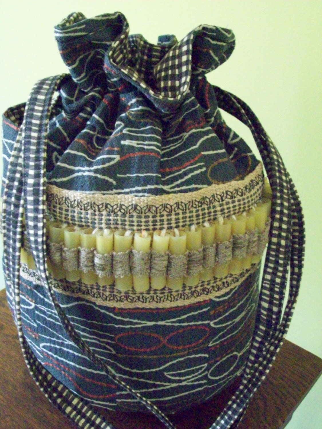 COUPON CODE SALE Drawstring Bag Pouch...The Bullet Is Bitten Recycled Unique