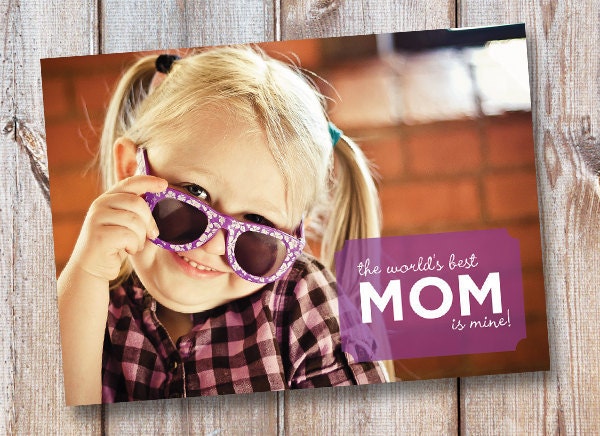 Mother's Day Photo Card - "World's Best" (7x5)