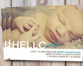 Birth Announcement Photo Card - "Hello World" (7x5)
