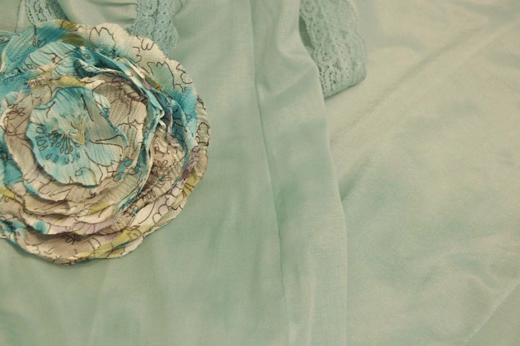 Lingerie: Hand Dyed Chemise Slip in Aqua Watercolors (XS)