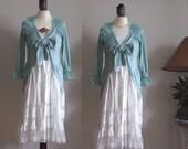 CARDIGAN delicate pastel mint with vintage lace modern urban romantic wedding heart shape neckline
