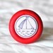 Nautical Summer Sailing Ring Sail Boat Button Jewelry in Glittering Ruby Red Polymer Clay