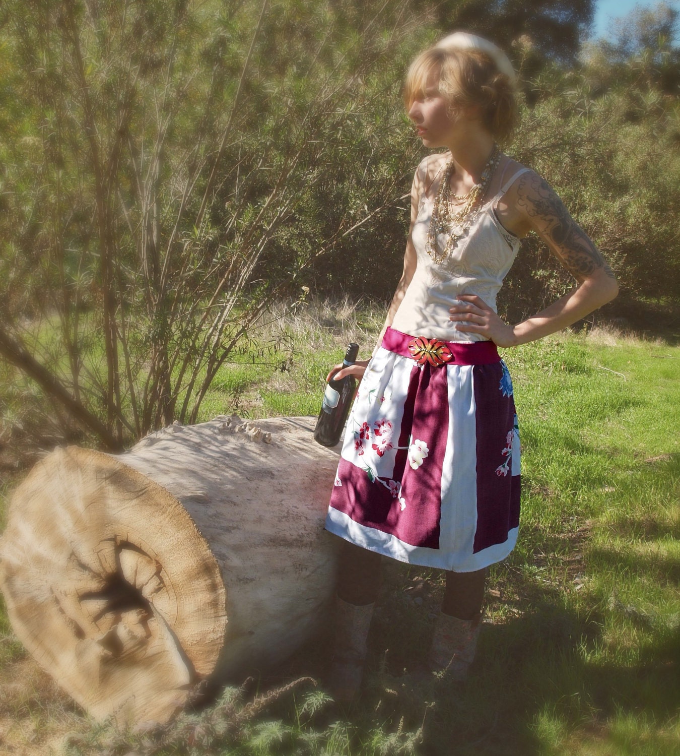 Full Floral Spring Skirt in purple
