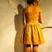 Lace and Linen Dress Mustard Yellow Off Shoulder