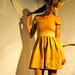 Lace and Linen Dress Mustard Yellow Off Shoulder
