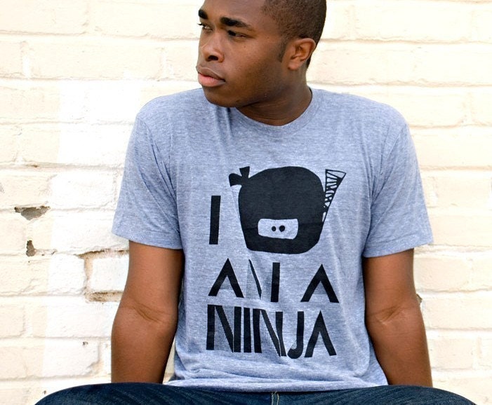 I Am A Ninja Tee - Heather Grey - Unisex Sizes S, M, L