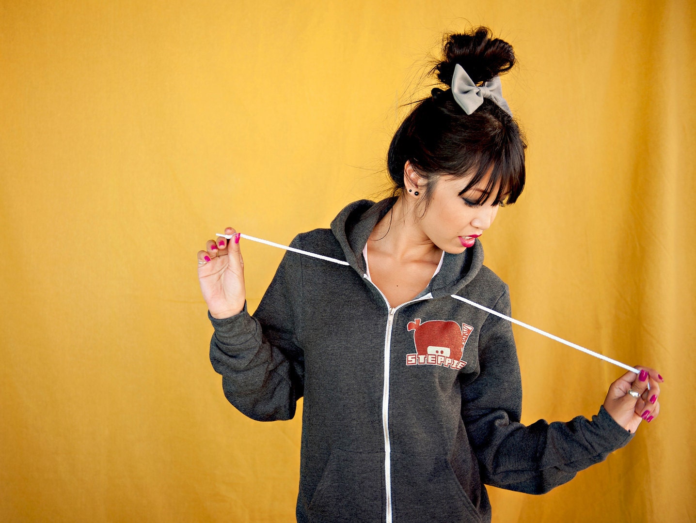 I Am A Ninja Zipper Hoodie Jacket - Dark Heather Grey / Creme / Dark Red - Unisex Sizes S, M, L