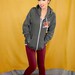 I Am A Ninja Zipper Hoodie Jacket - Dark Heather Grey / Creme / Dark Red - Unisex Sizes S, M, L