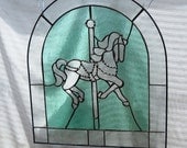 Beveled Stained Glass Panel with Carousel Merry Go Round Horse