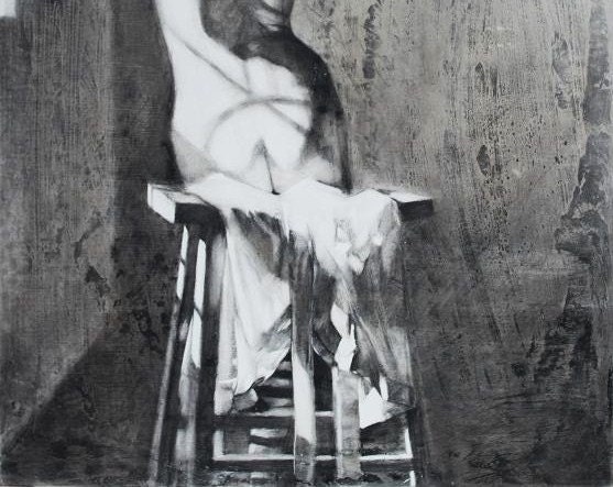 Original Charcoal Figure Art  Drawing of a Woman -  "In the Sunlight, Strong"