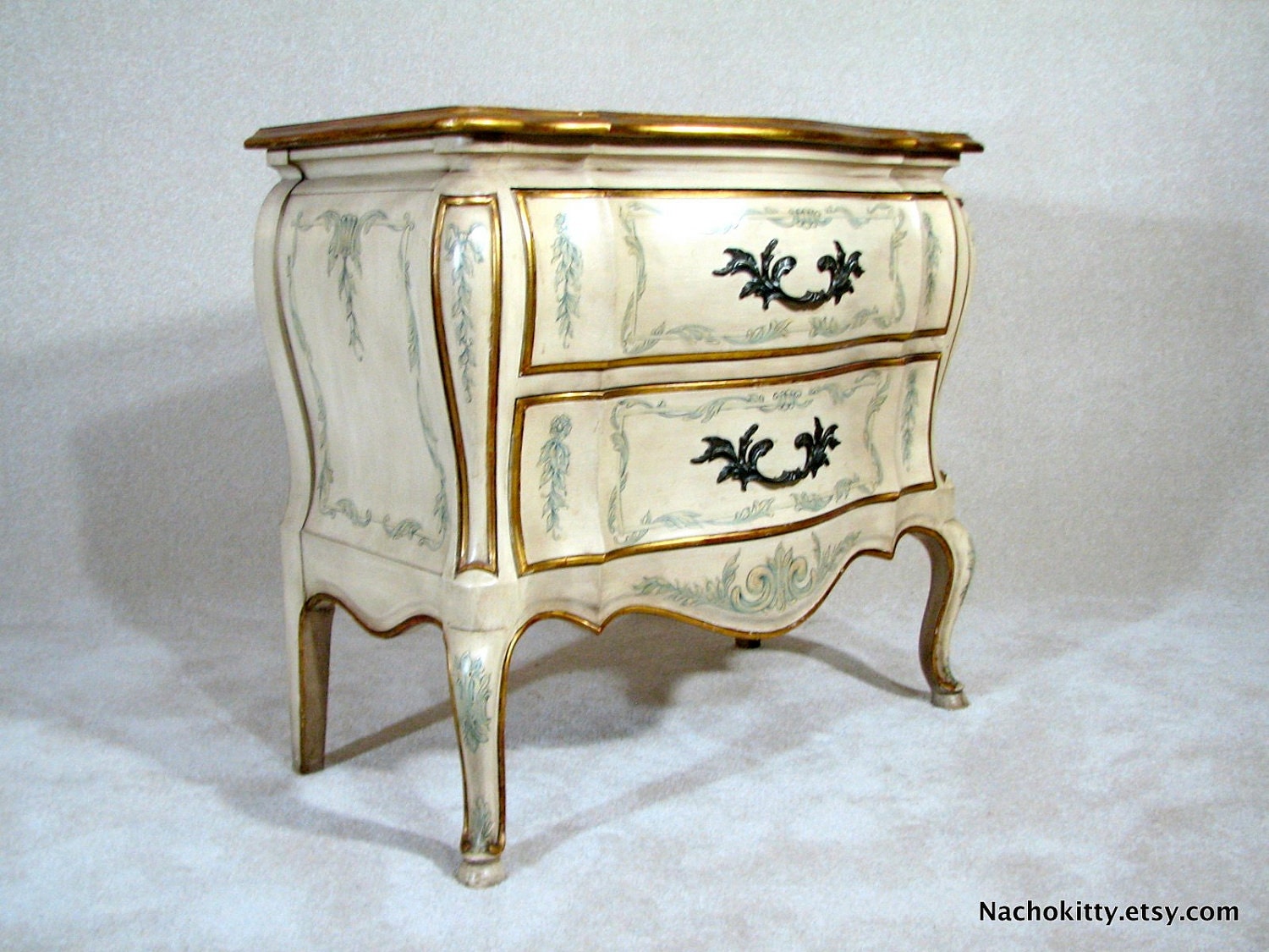 RESERVED FOR ANASTASIA: Dresser Side Table Handpainted Circa 1930s Chest