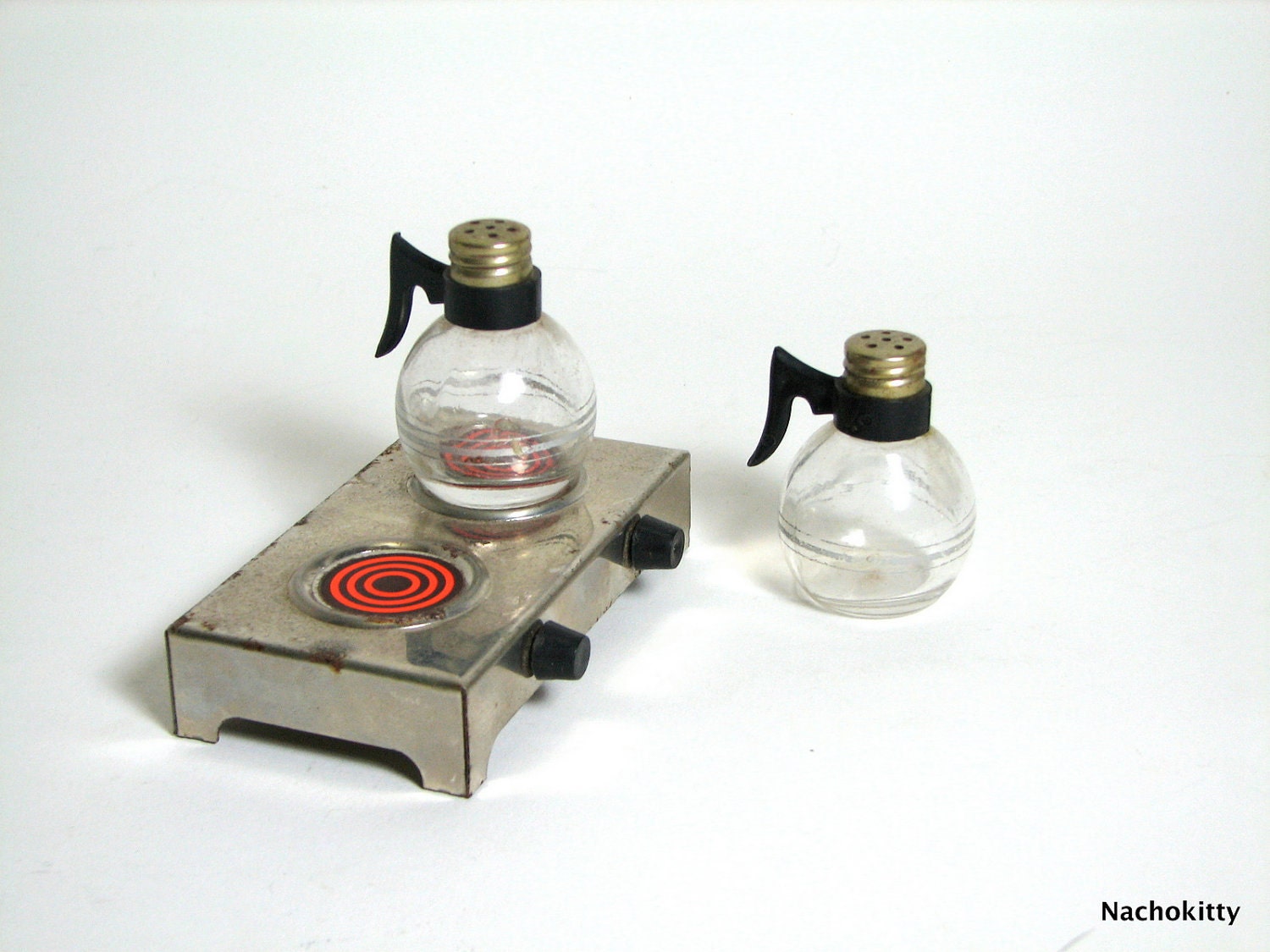 Salt & Pepper Coffee Pot Stovetop Vintage Set
