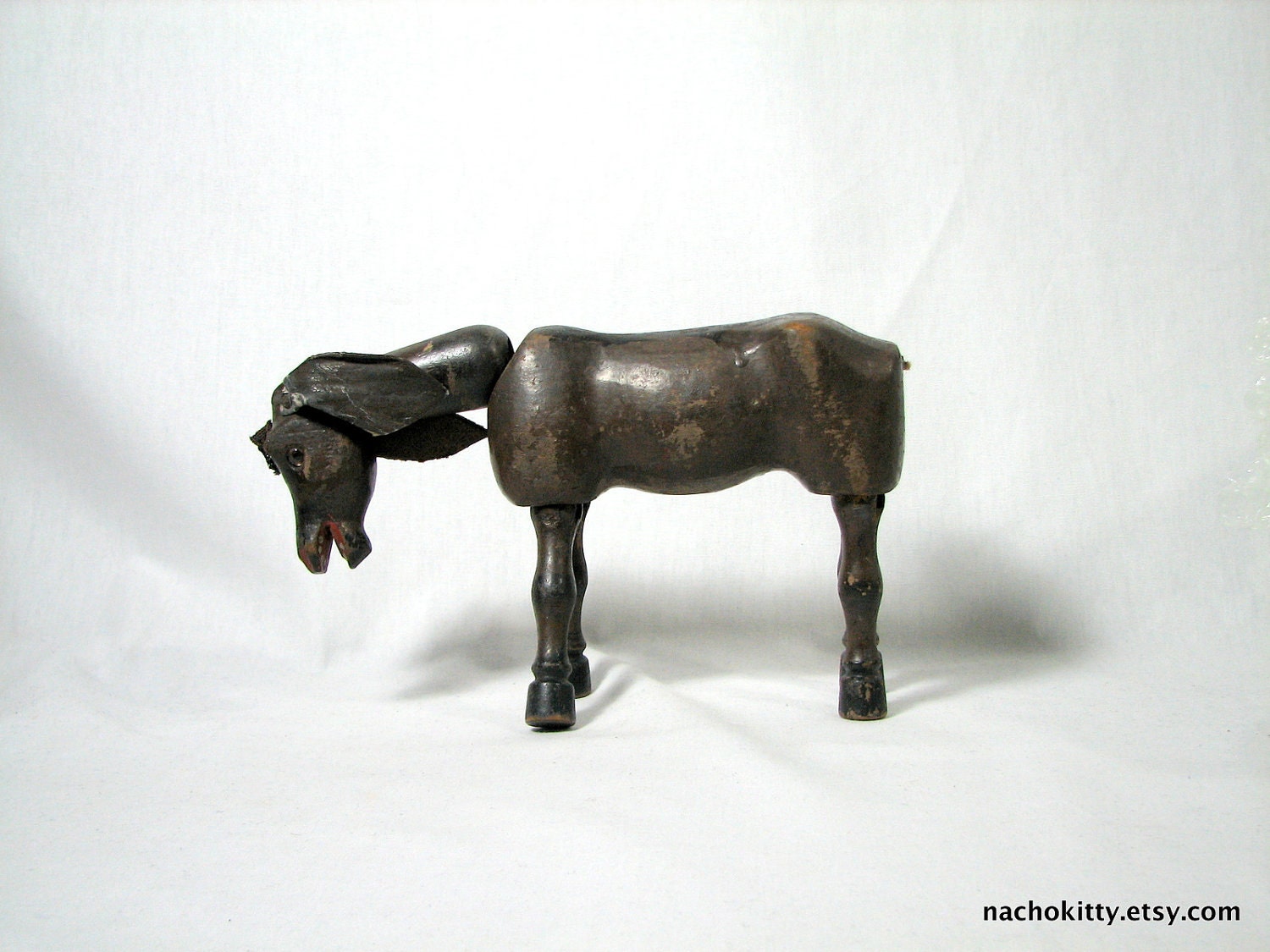 Schoenhut Circus Donkey, Antique Wood Toy, Circa 1910