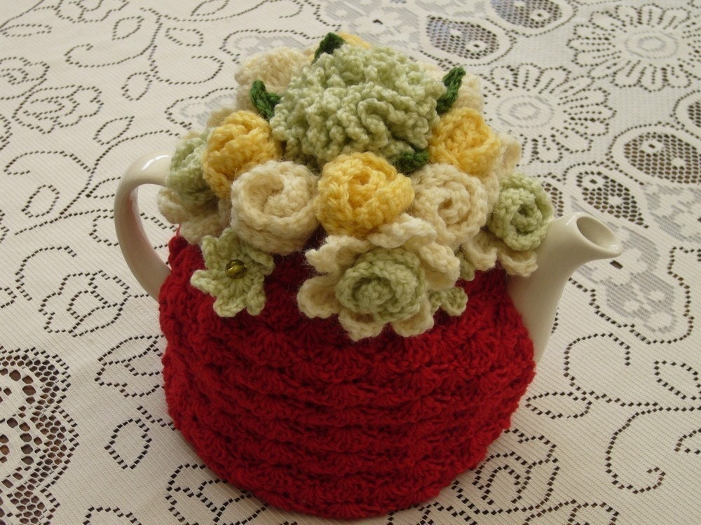 4-6 Cup Crochet Tea Cosy/ Tea Cozy/ Cosy/ Cozy  Red (Made to order)